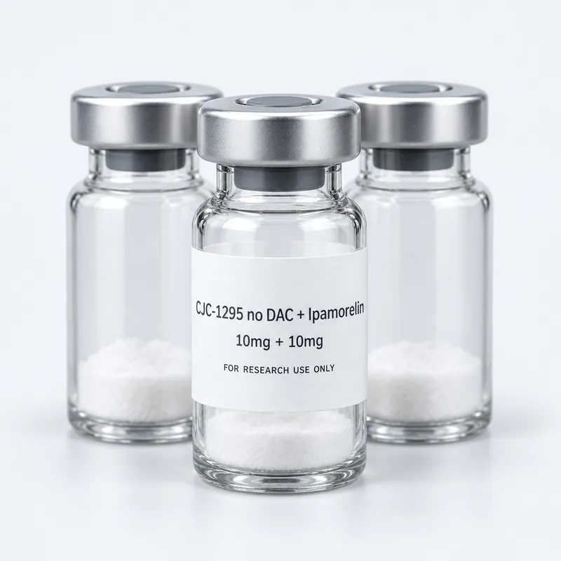 A pack of 10 vials of CJC-1295 no DAC + Ipamorelin 10mg + 10mg